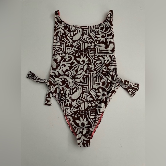 FREE PEOPLE The Pamela Printed One-Piece Swimsuit cocoa printed L cheeky thong - Picture 5 of 5